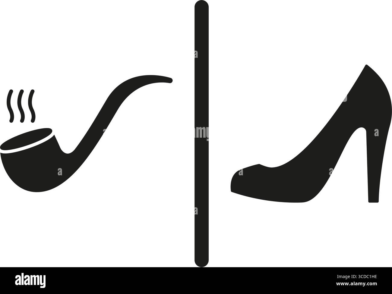 Solid Icon Mit Rauchenden Paspeln Und Hohem Absatz. Geschlechtsidentität, Lebensstil Und Kulturelle Symbolik Silhouette Symbol. Männliches Und Weibliches Symbol Stock Vektor
