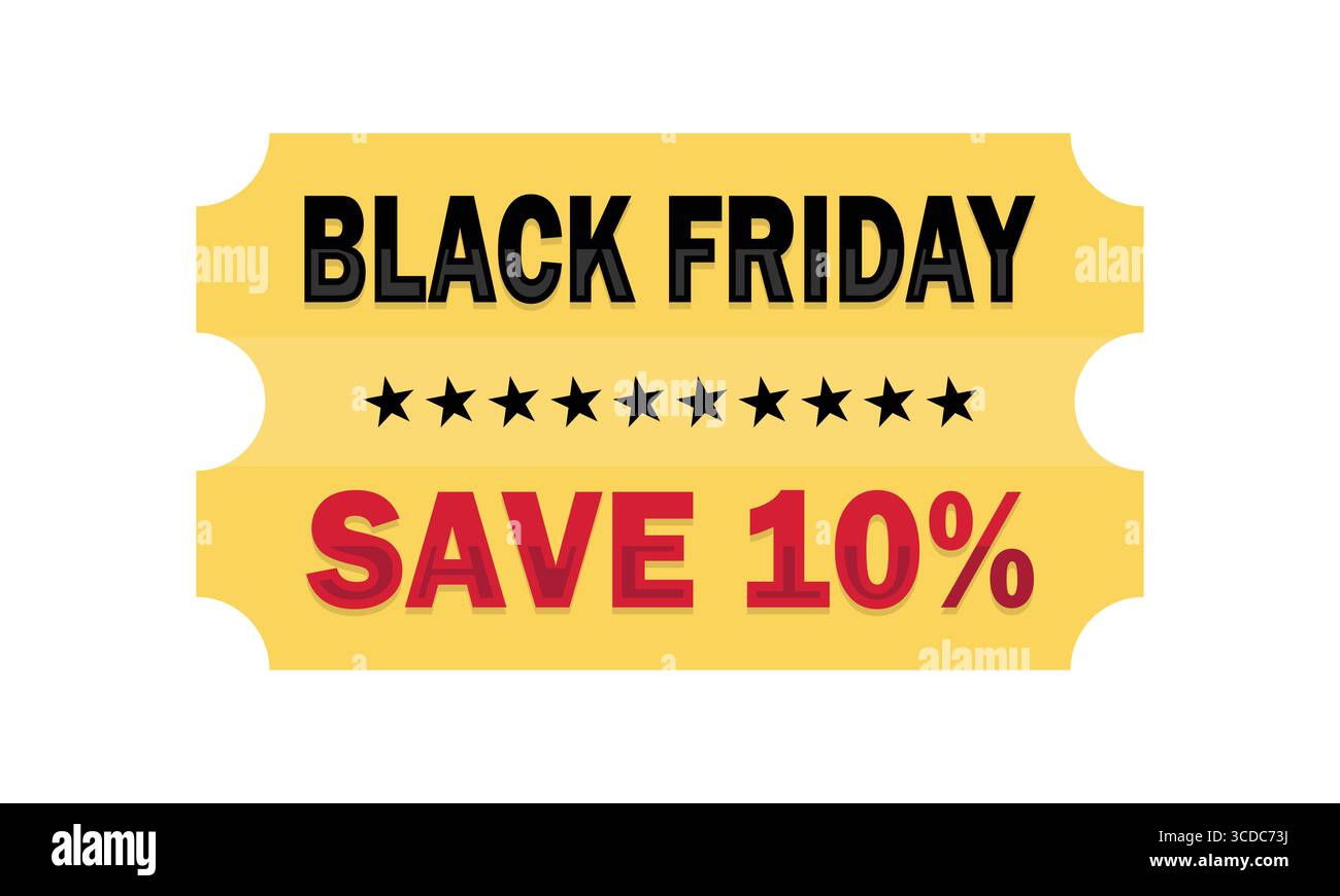Black Friday 10 % Rabatt-Gutschein – Zeitlich Begrenztes Shopping-Angebot Stock Vektor