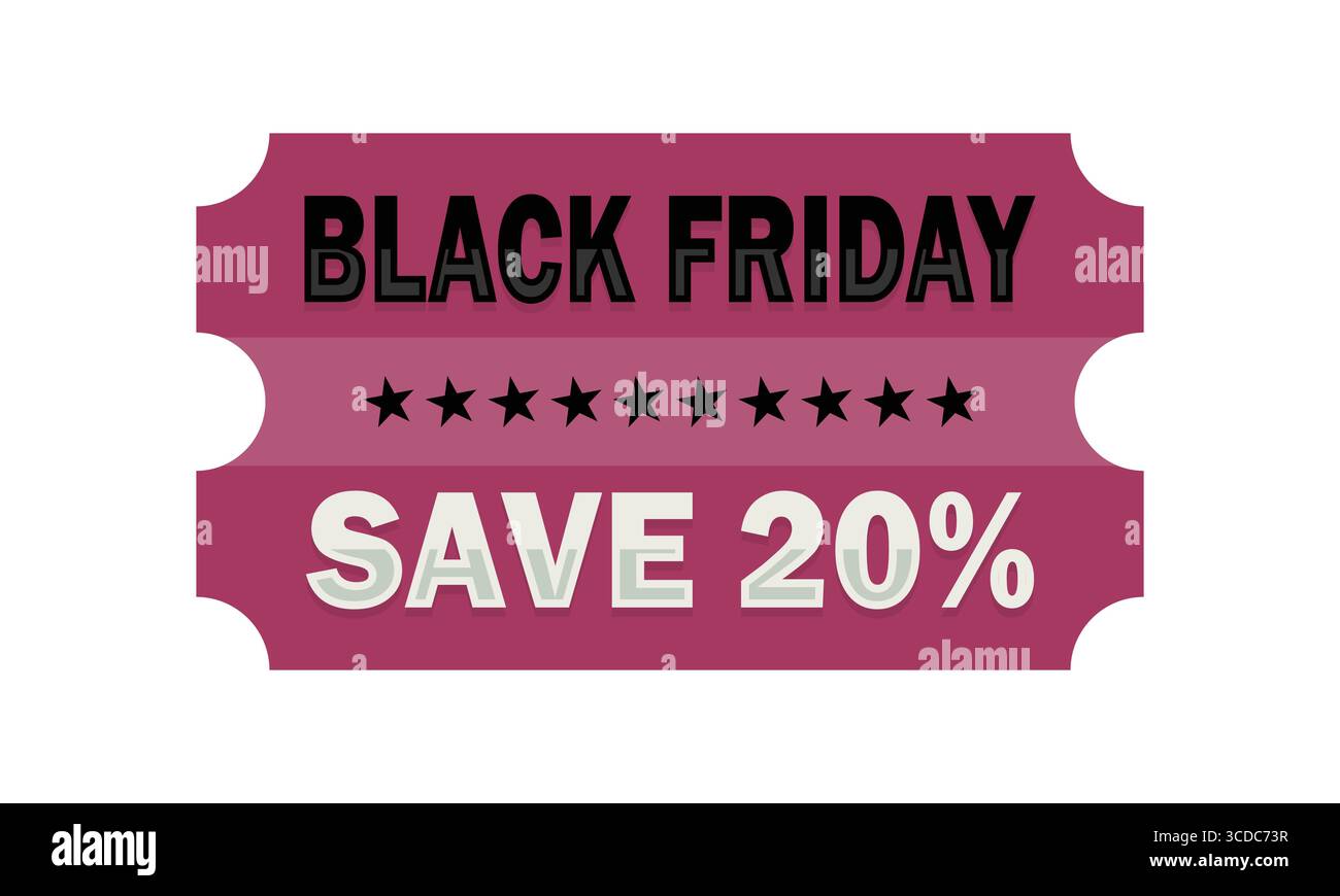 Black Friday 20 % Rabatt-Gutschein – Zeitlich Begrenztes Angebot Stock Vektor