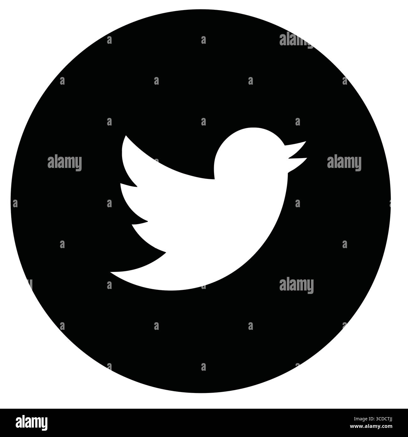 Vektorillustration des schwarzen Kreises mit weißem Twitter Vogel Logo Symbol Social Media Netzwerk Stock Vektor