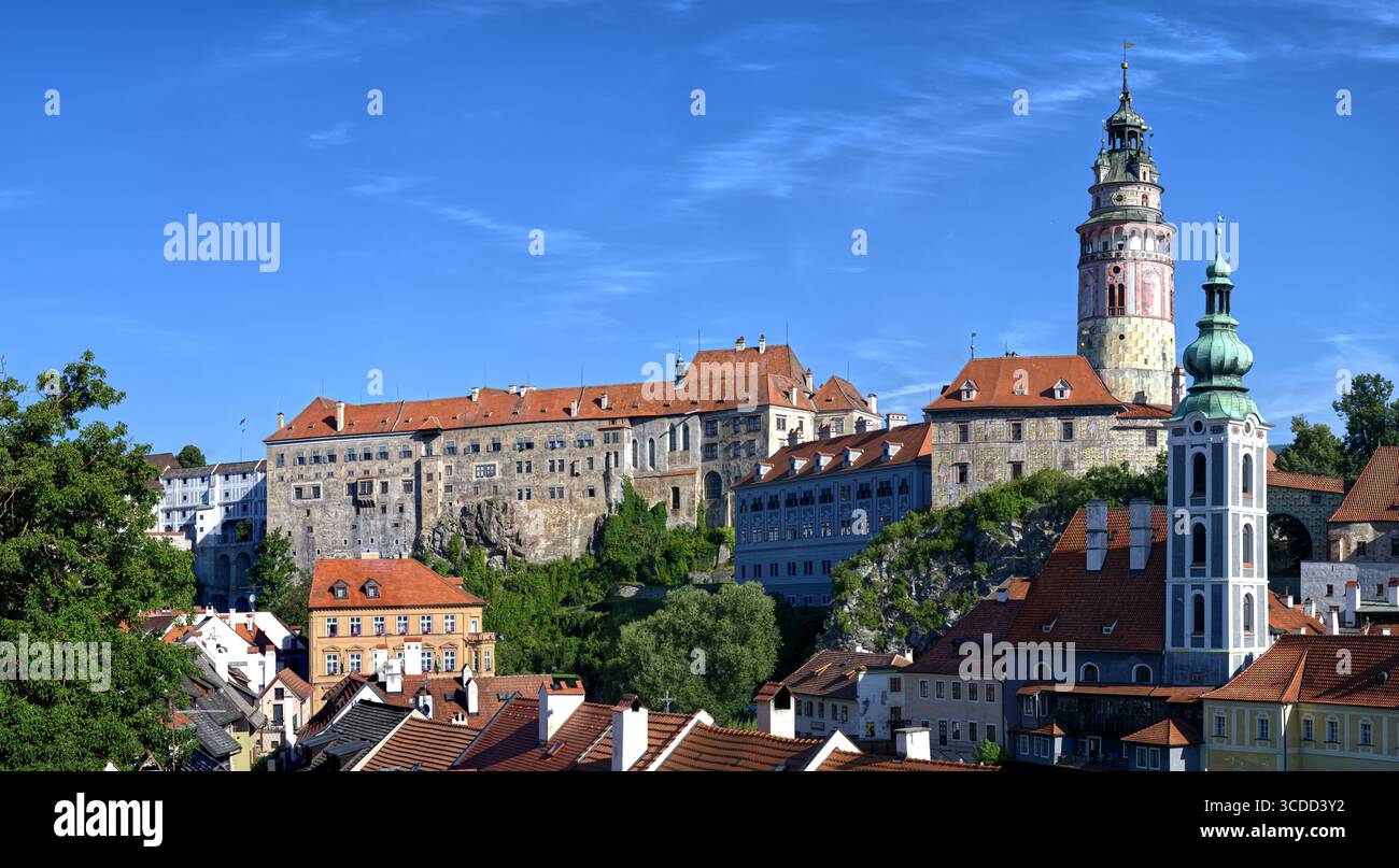 Panoramablick Cesky Krumlov, Krummau historische Stadt in Tschechien, Europa Stockfoto