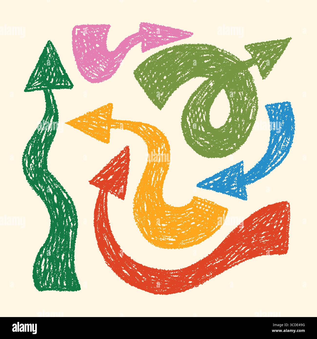 Bunte Buntstifte Gezeichnet Fett Dicke Pfeile Set Stock Vektor