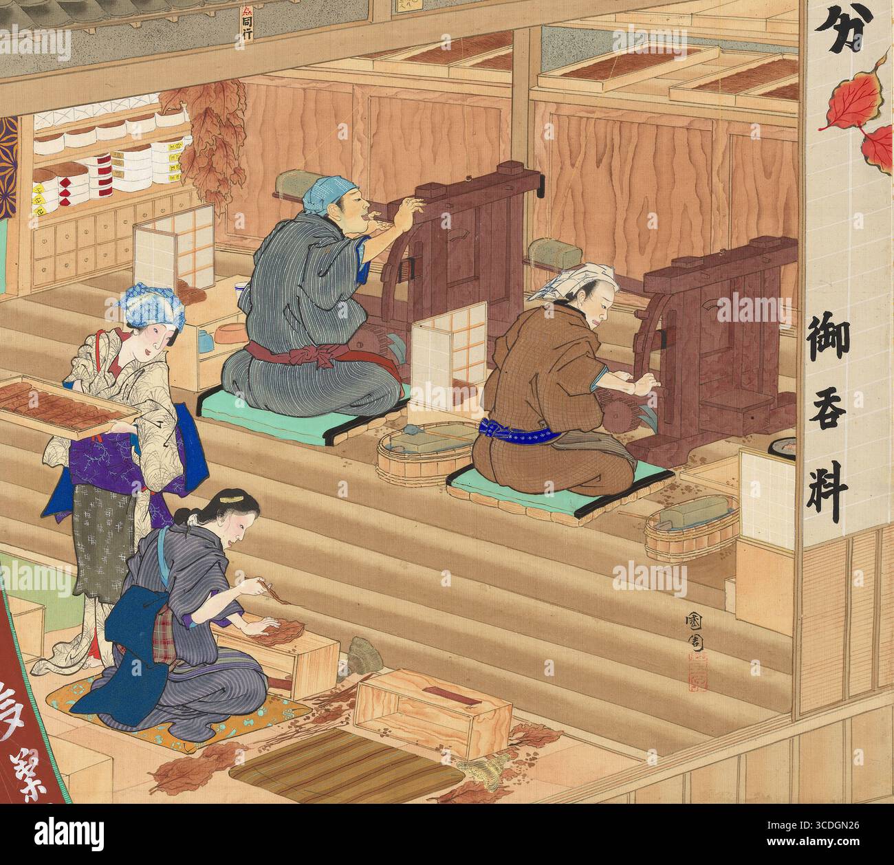 Artisans Scenes aus dem Album 'Beauties, and Annual Events' von Toyohara Kunichika Japanese aus dem Jahr 1874 Stockfoto