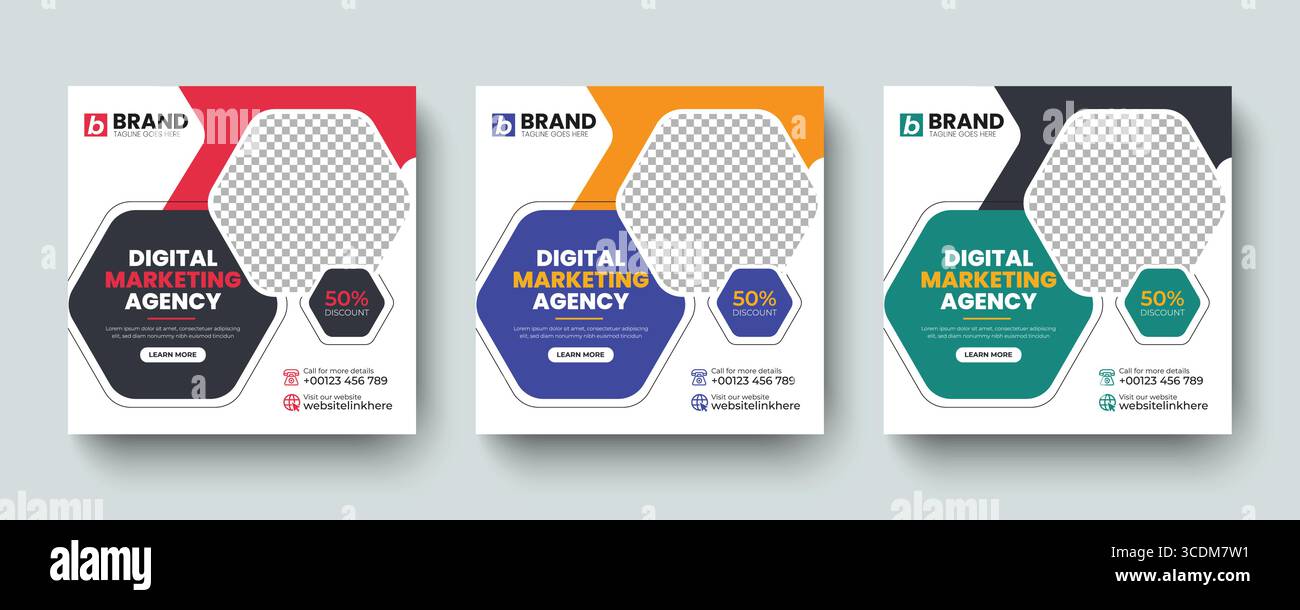 Moderne, quadratische Social-Media-Vorlage für Post- oder Webbanner. Modernes kreatives Design für Online-Business-Werbung, Online-Banner, Werbung Stock Vektor