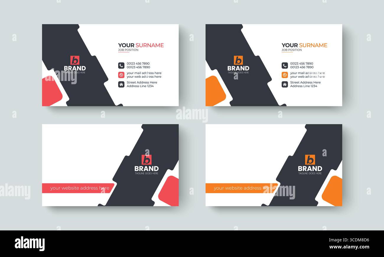 Design-Vorlage für kreative Visitenkarten oder Visitenkarten. Moderne Formen Layout-Vorlage für Ausweis, Kontakt, Branding, Schreibwaren. Stock Vektor