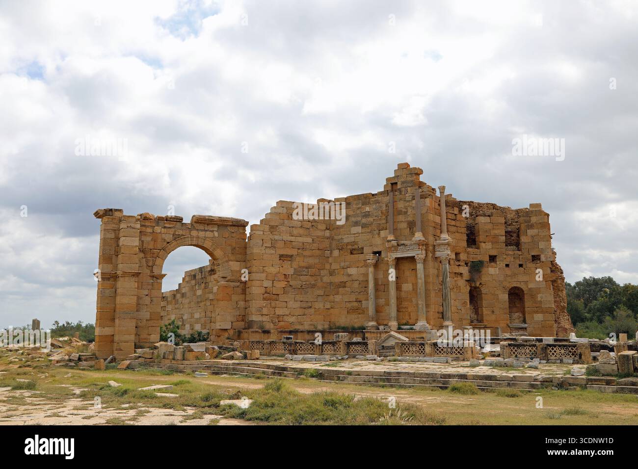 Ruinen des Nympheums bei Leptis Magna Stockfoto