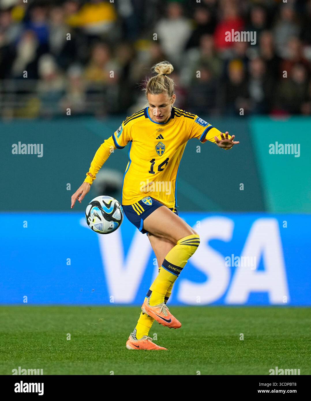 11. August 2023: Nathalie Bjorn (Schweden) kontrolliert den Ball während eines Spiels , AT , . Kim Price/CSM (Kreditbild: © Kim Price/CSM via ZUMA Press Wire) Stockfoto