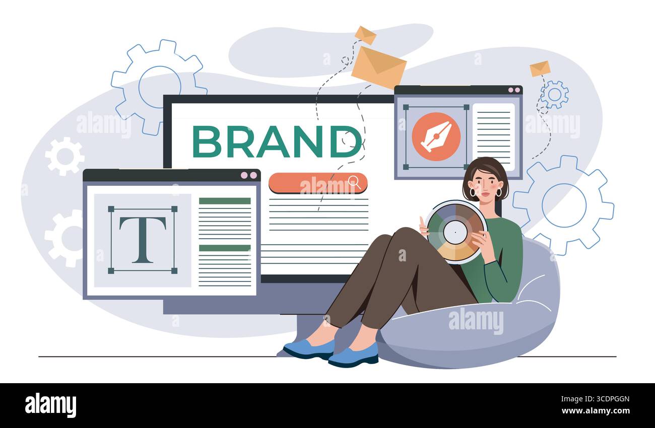 Branding- und Designstrategie-Konzept. Vektorabbildung Stock Vektor