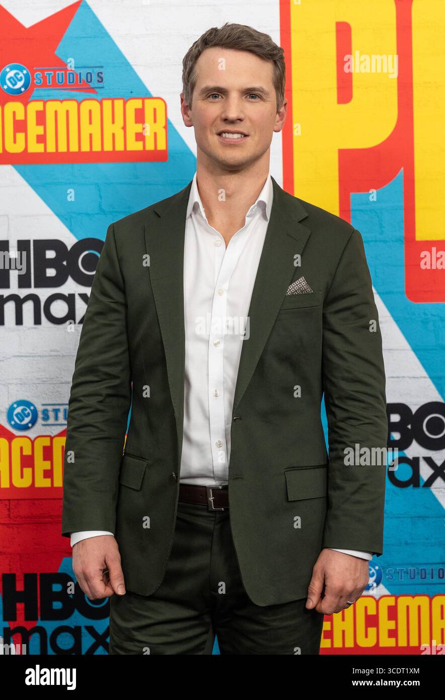 Freddie stroma besucht am 13. August 2025 die Premiere von HBO Max Peacemaker am AMC Lincoln Square in New York. Stockfoto