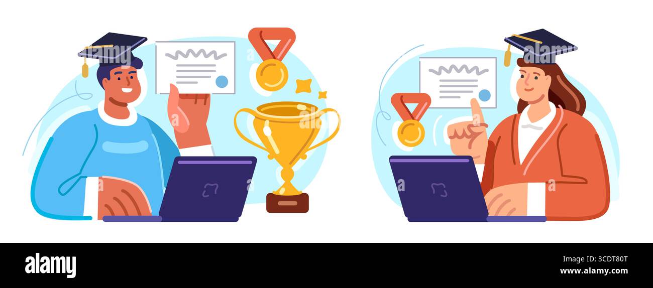 Online-Schulung zu Hause. Webinar, Online-Schulung für Unternehmen, Video-Tutorial, e-Learning-Konzept Stock Vektor