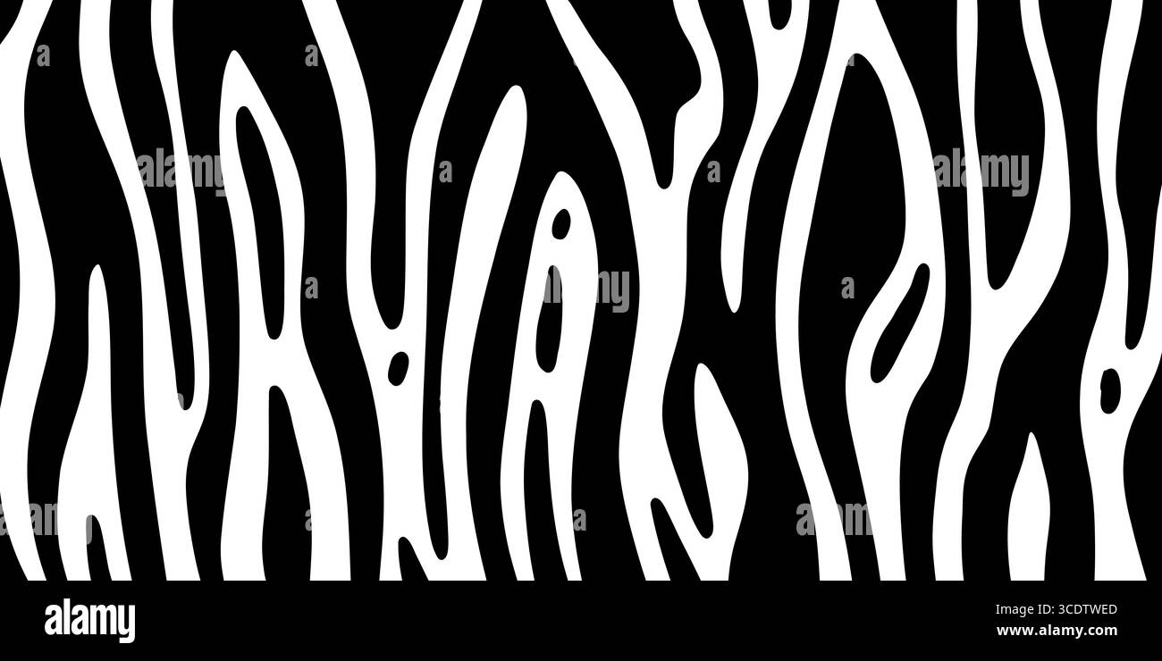 Modernes Zebrahautmuster. Trendiger abstrakter horizontaler Hintergrund. Schwarzes und weißes dekoratives Vektor-Ornament. Stock Vektor Modernes Zebrahautmuster. Trendiger abstrakter horizontaler Hintergrund. Schwarzes und weißes dekoratives Vektor-Ornament. Stock Vektor