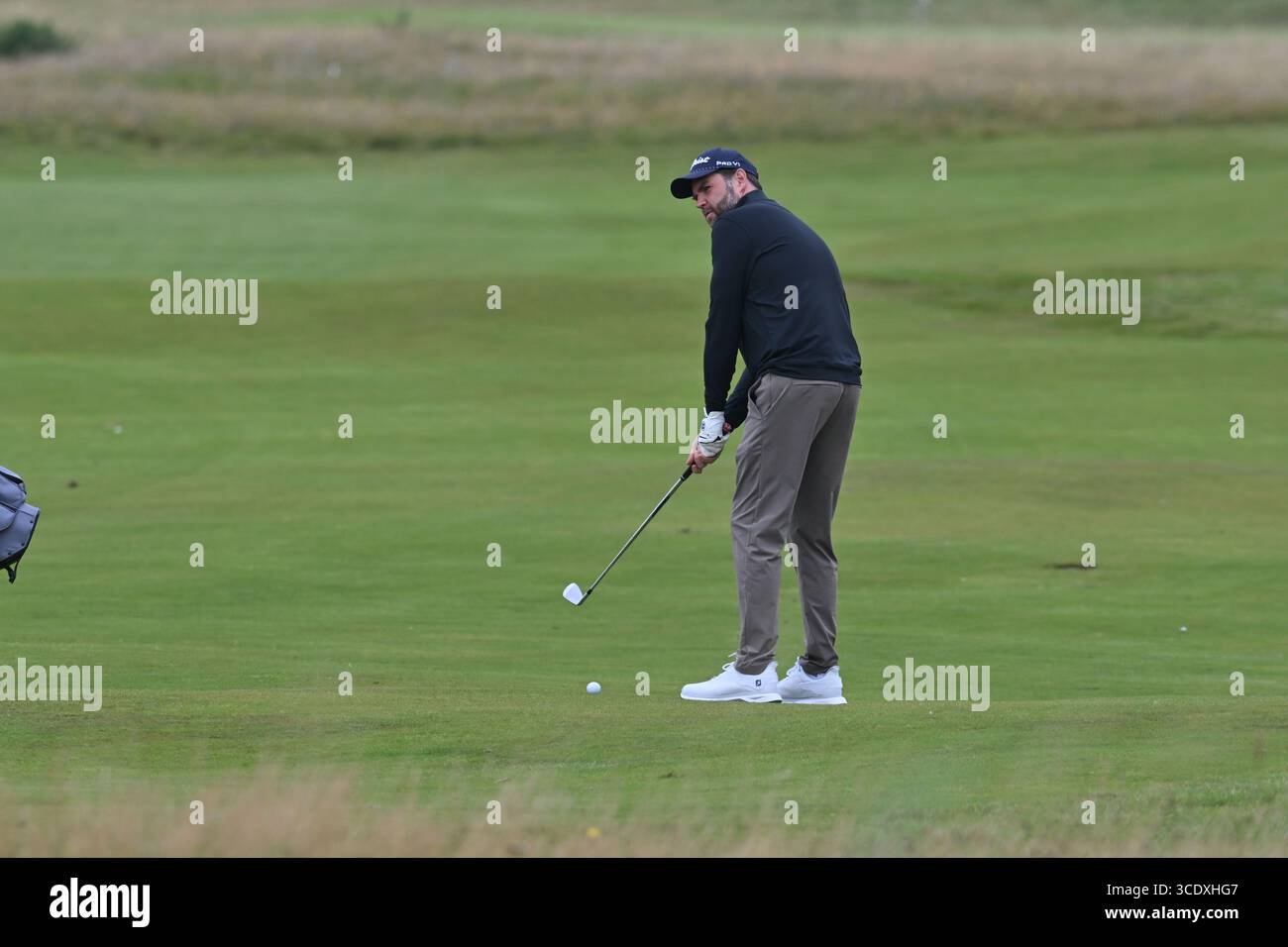 US-Vizepräsident JD Vance spielt Golf auf dem Trump Turnberry Golfplatz in South Ayrshire während seines Besuchs in Großbritannien. Bilddatum: Donnerstag, 14. August 2025. Stockfoto