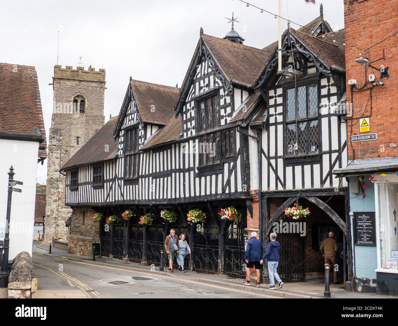 Much Wenlock guildhall ein altes Fachwerkgebäude in Much Wenlock, Shropshire, Großbritannien. Stockfoto
