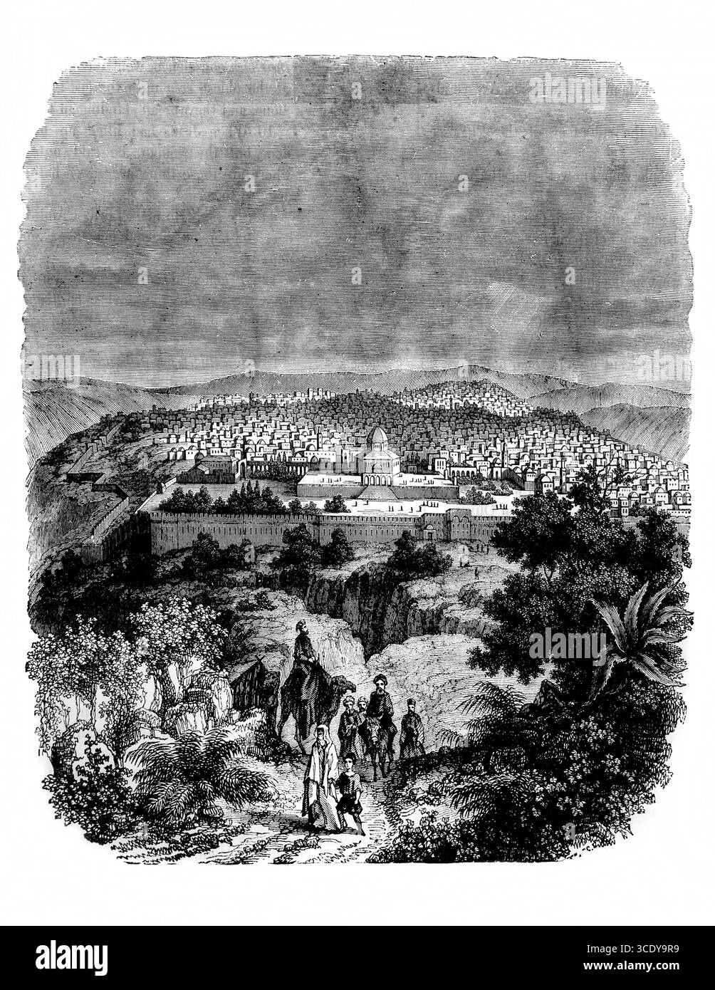 Illustration von Jerusalem im 19. Jahrhundert aus dem Antiken 19. Jahrhundert die Bibel enthält das Alte und das neue Testament mit Erläuterungen, R Stockfoto