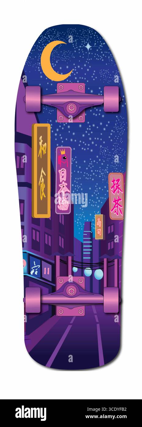 Skateboard In Der Tokioter Gasse Stockfoto