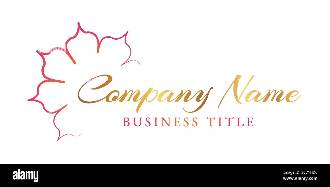 Abstraktes Logo mit goldenem Blumenmuster und rotem Blumenmuster Stock Vektor