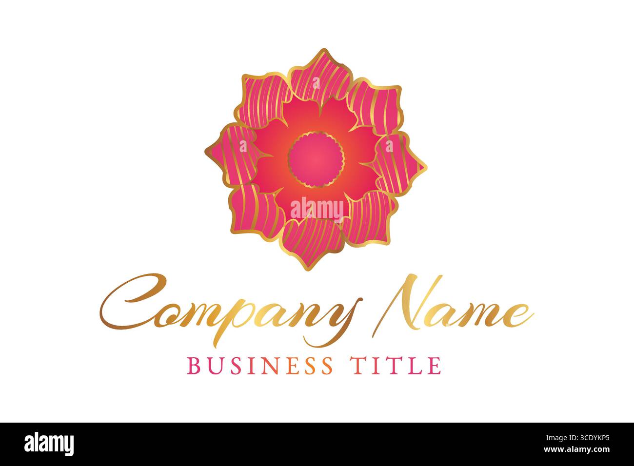 Goldenes, Rotes, Feminines Markenlogo Mit Blumenmuster Stock Vektor