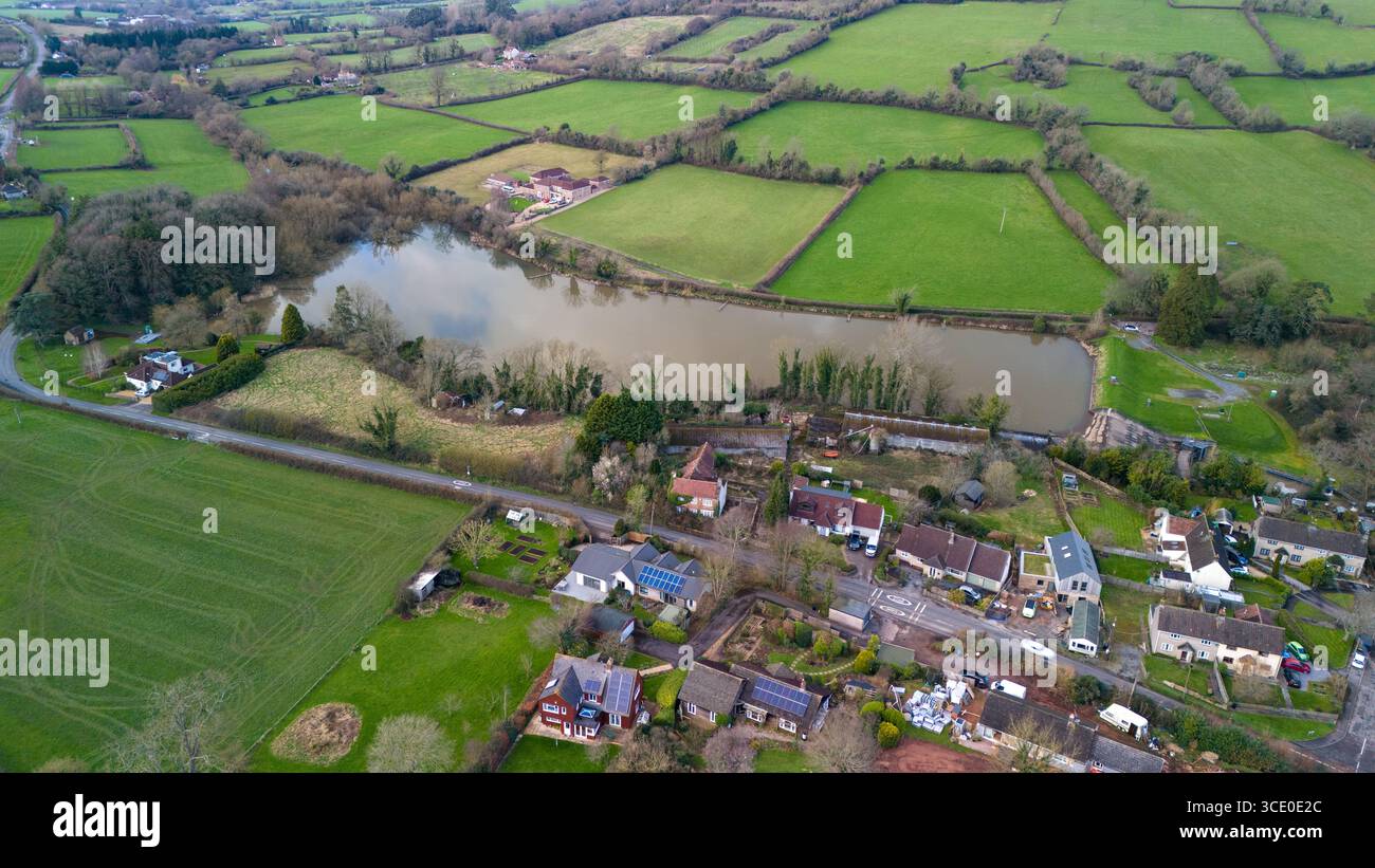 Chew Magna, UK, 03. März 2024: Chew Magna Reservoir, ein 2 Hektar großes Reservoir am westlichen Rand des Dorfes Chew Magna, das sich im Besitz und befindet Stockfoto