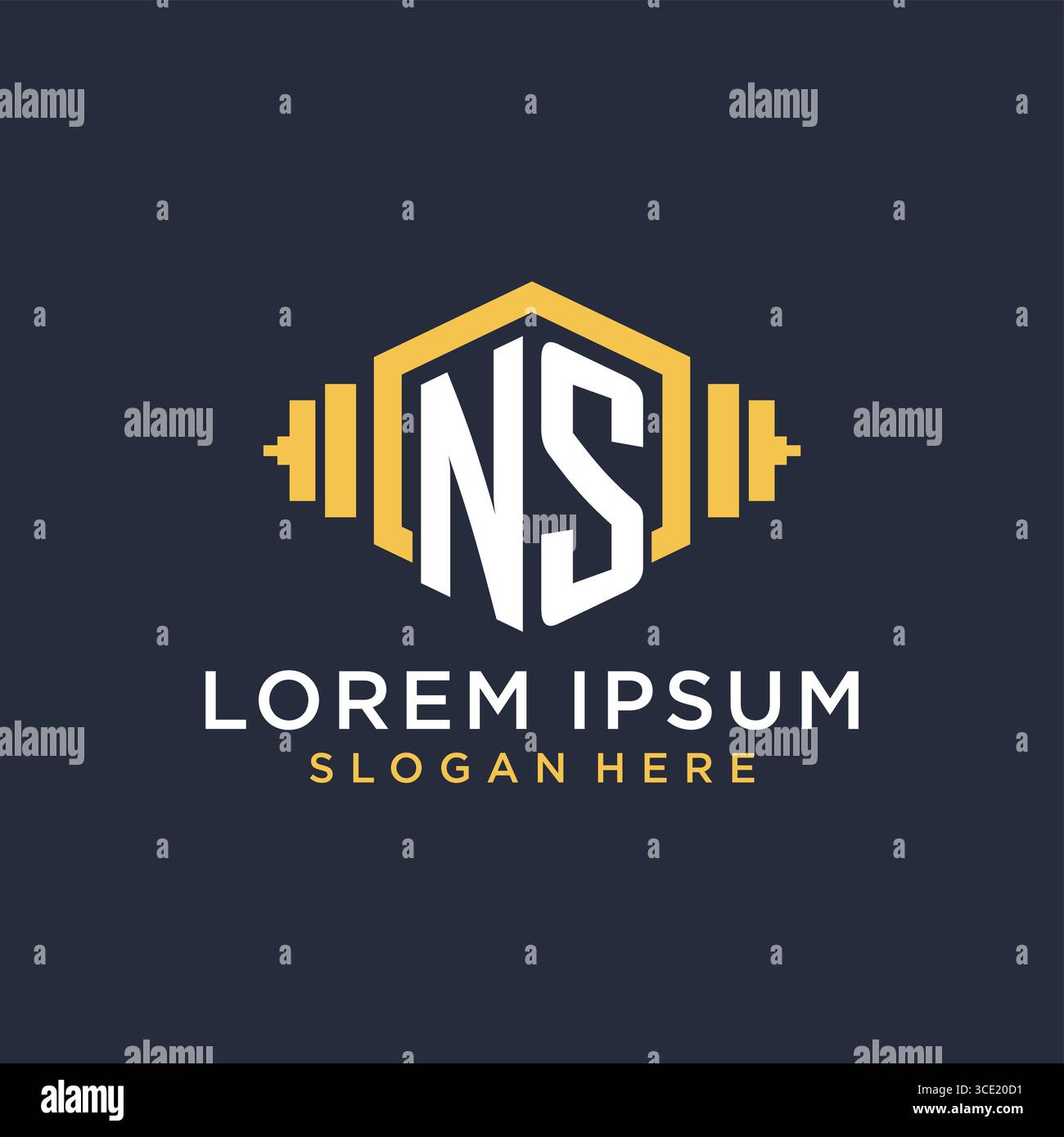 Ursprüngliches NS-Logo-Design für Fitnesscenter mit kreativer Kurzhantel-Vektorgrafik im geometrischen Stil Stock Vektor