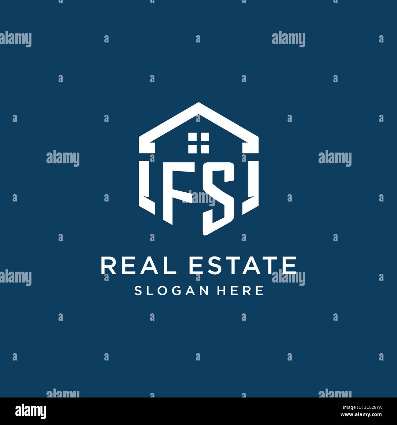 Letter FS Logo für Immobilien mit hexagonaler Vektorgrafik Stock Vektor