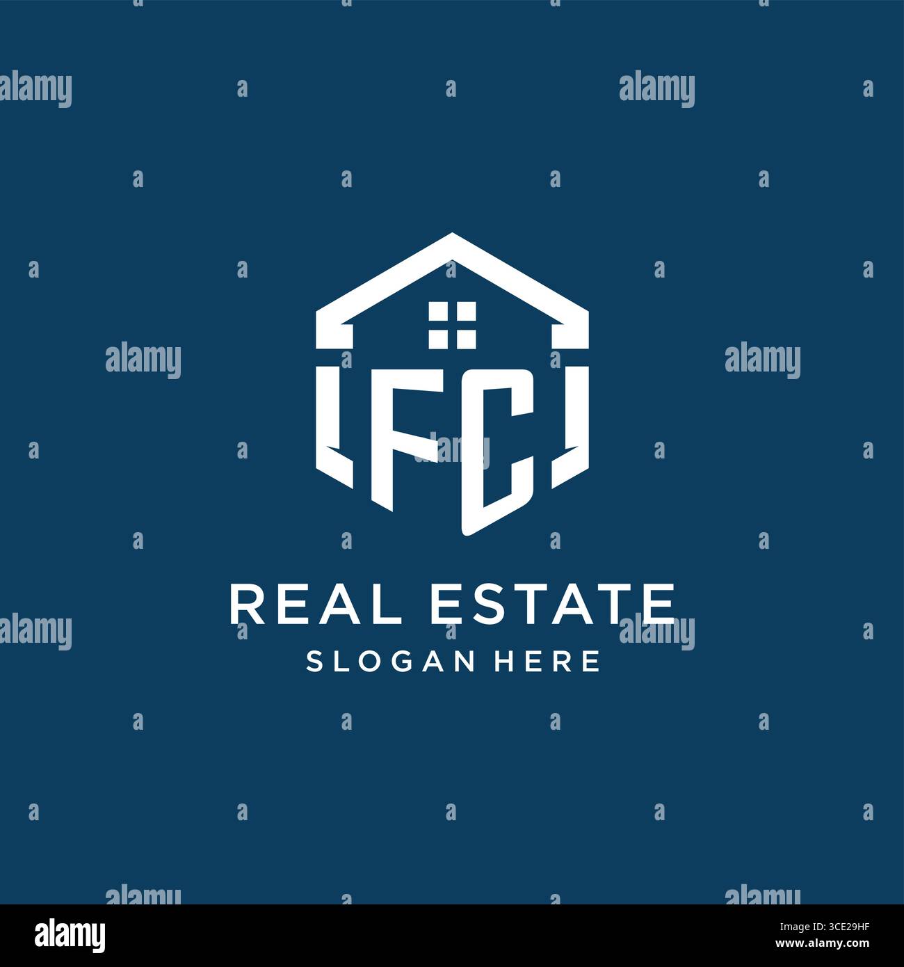 Letter FC-Logo für Immobilien mit sechseckiger Vektorgrafik Stock Vektor
