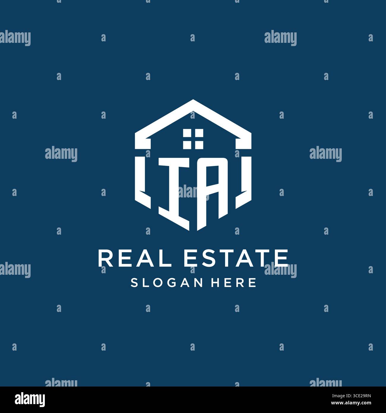 Letter IA Logo für Immobilien mit sechseckiger Vektorgrafik Stock Vektor