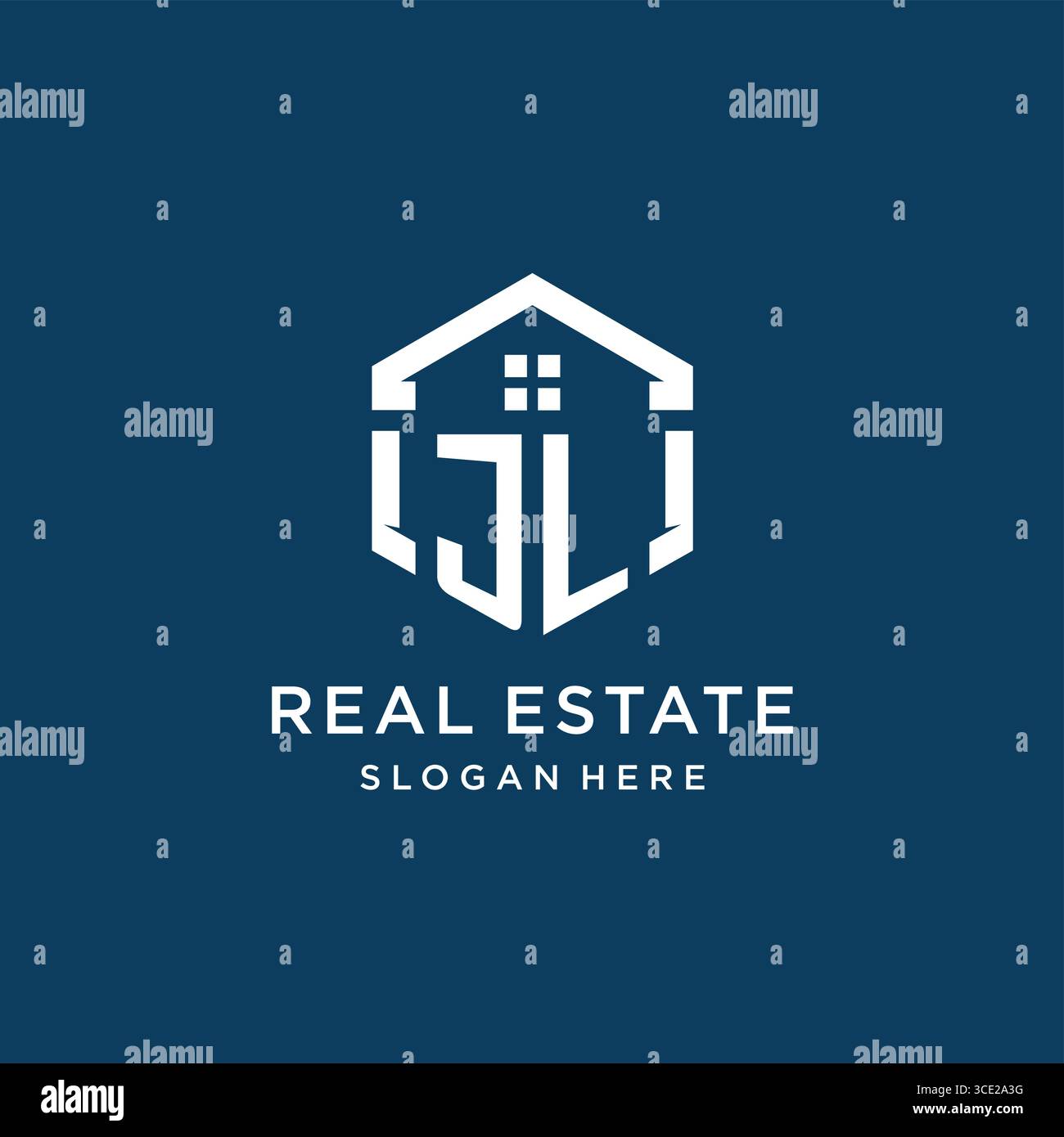 Letter JL Logo für Immobilien mit hexagonaler Vektorgrafik Stock Vektor