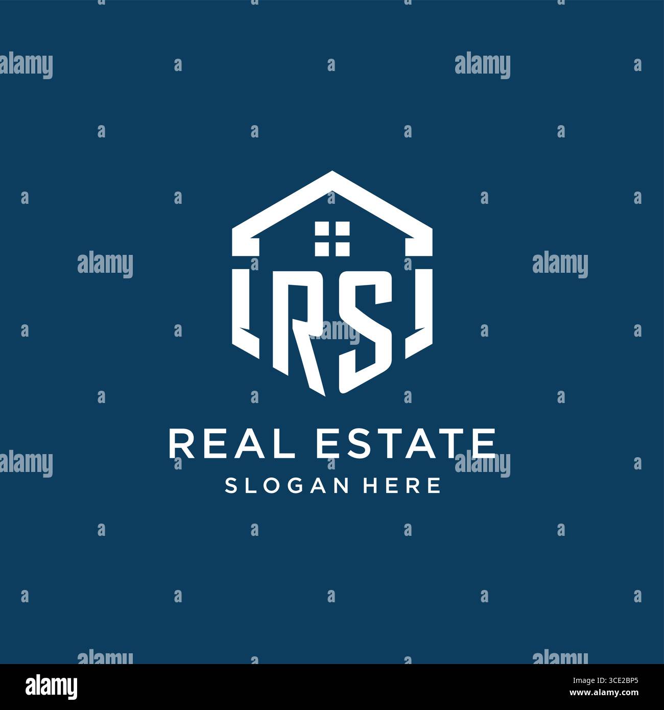 Letter RS Logo für Immobilien mit hexagonaler Vektorgrafik Stock Vektor