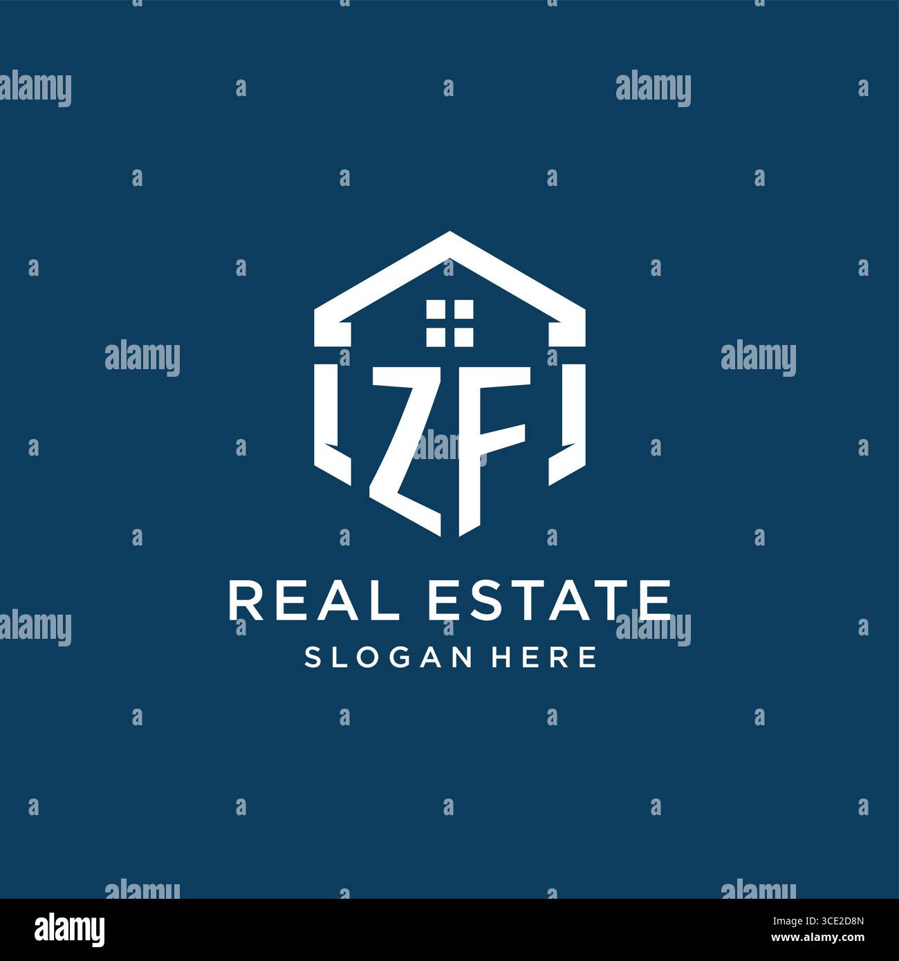 Letter ZF Logo für Immobilien mit hexagonaler Vektorgrafik Stock Vektor