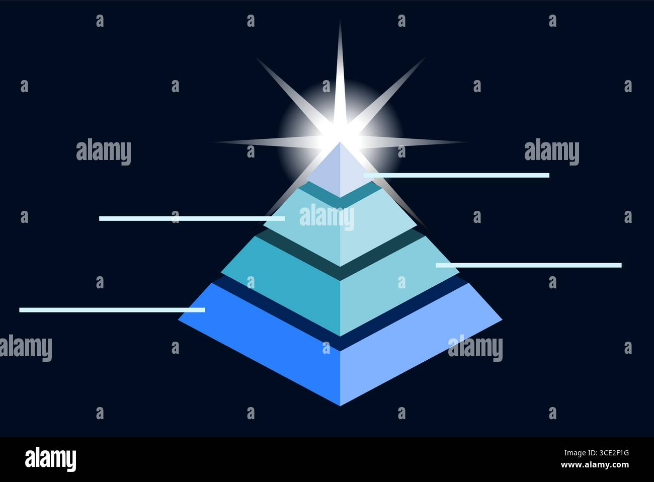 Blaue Infografik-Pyramide mit vier Schritten zum digitalen Erfolg und einem Level Business Path, Erreichen der Stufe mit der Lösungsstrategie für Erfolg Stock Vektor