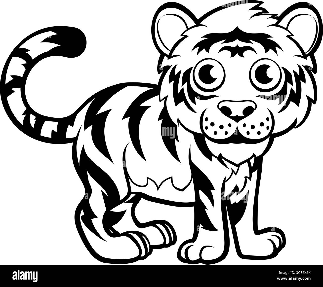 Tiger Cartoon Figur Safari Tier Illustration Stock Vektor