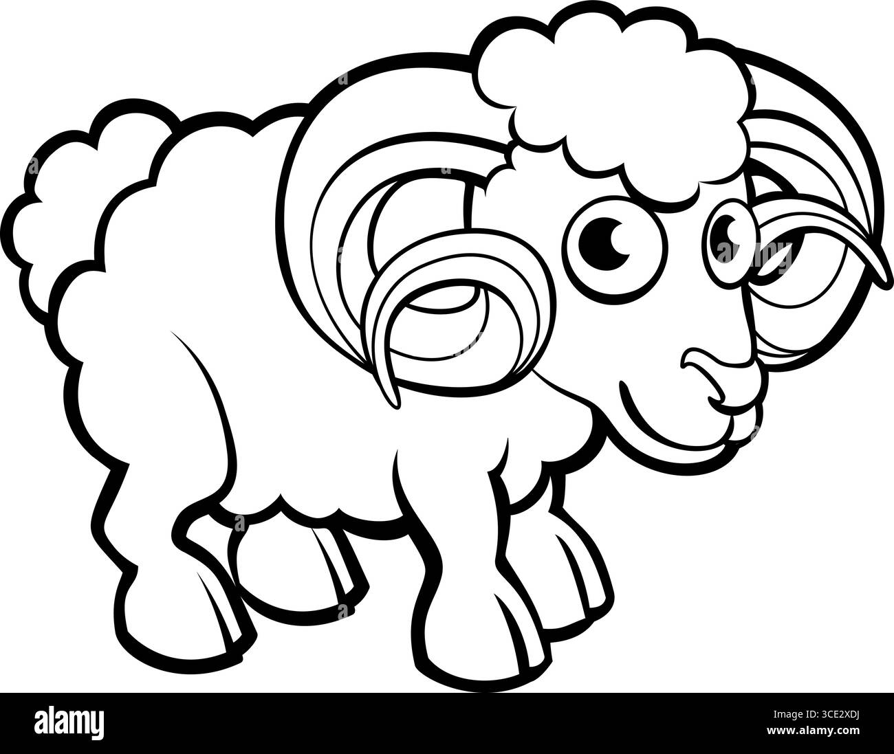 Ram Sheep Farm Animal Cartoon Charakter Stock Vektor
