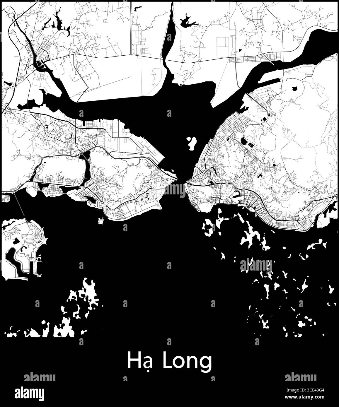 Ha lange Stadtkarte, Vietnam - Topographische Vektorkarte Poster Stock Vektor