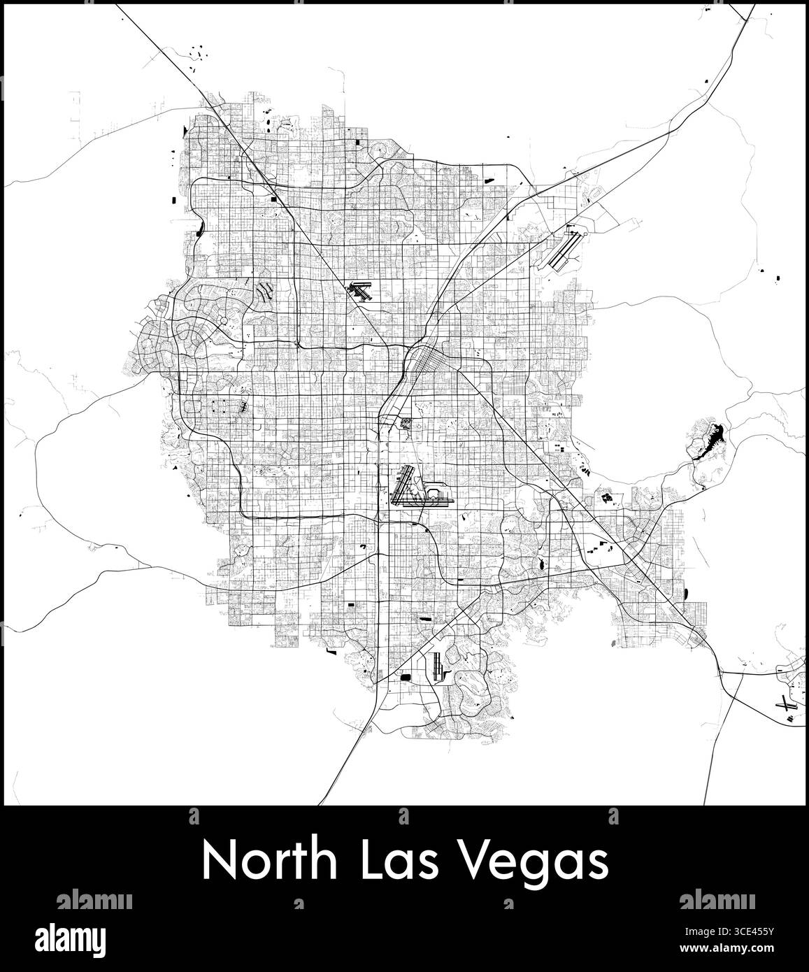 North Las Vegas City Map, Vereinigte Staaten - Topographische Vektorkarte Poster Stock Vektor