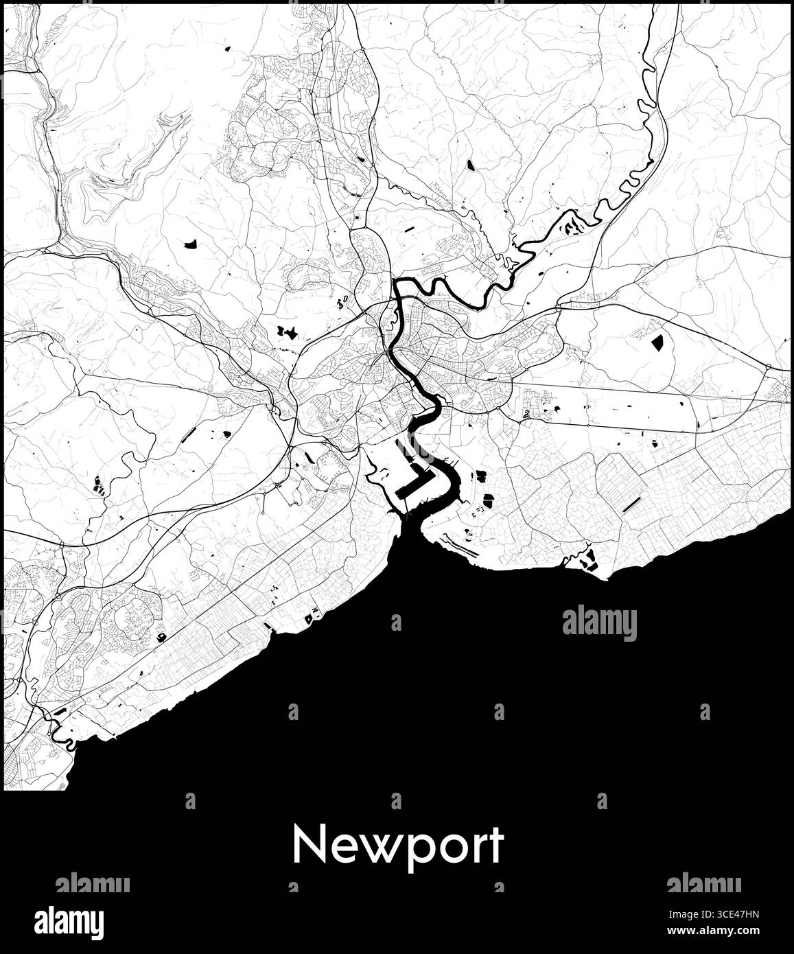 Newport City Map, Großbritannien - Topographische Vektorkarte Poster Stock Vektor