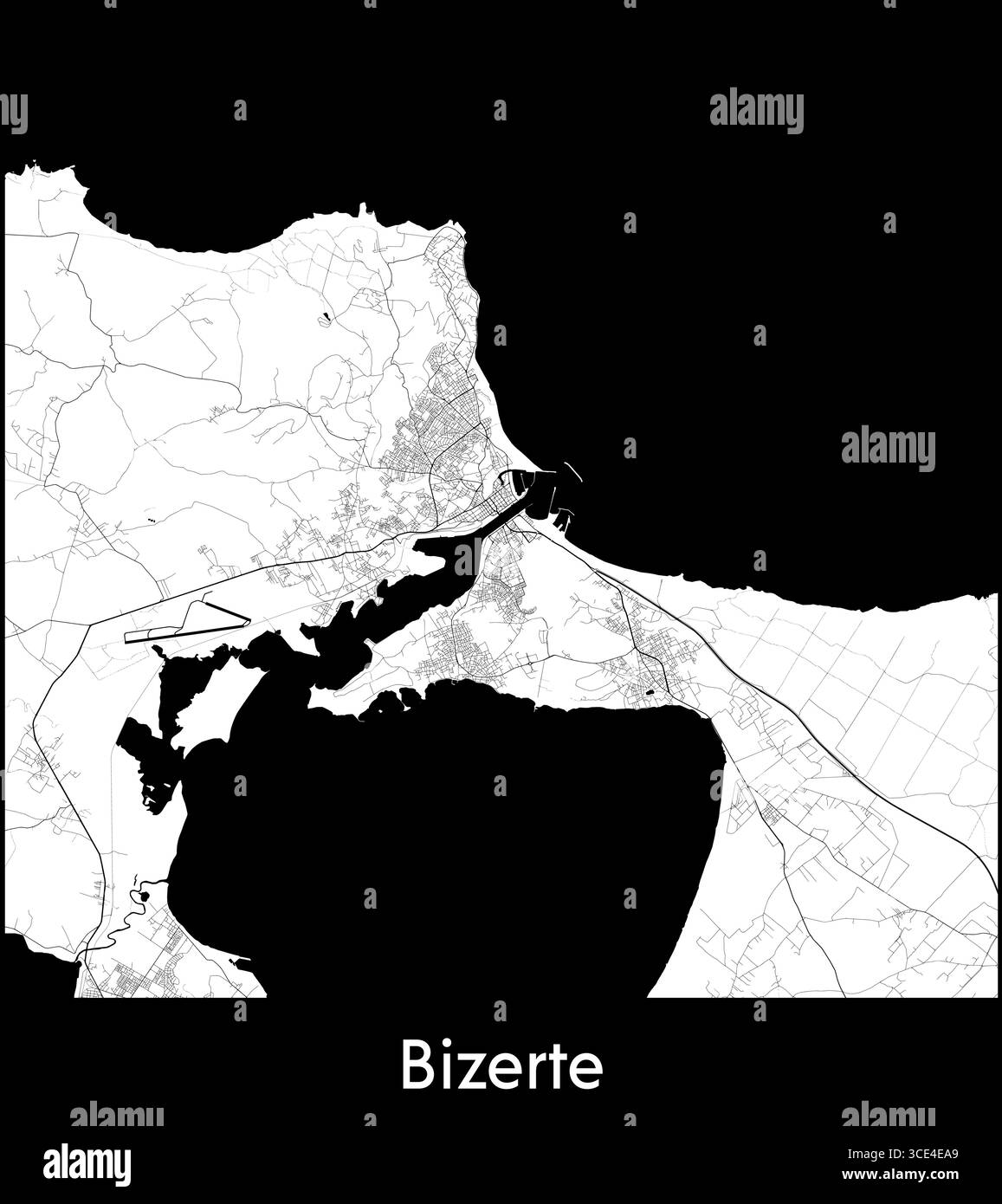 Bizerte Stadtkarte, Tunesien - Topographische Vektorkarte Poster Stock Vektor