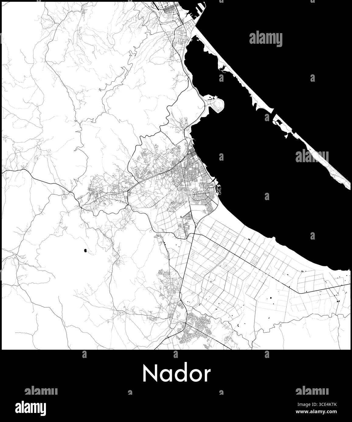 Nador Stadtkarte, Marokko - Topographische Vektorkarte Poster Stock Vektor