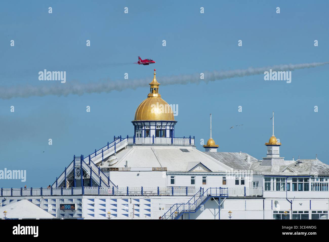 Die RAF Red Arrows auf der Eastbourne Airbourne International Airshow 2025. Das Royal Air Force Aerobatic Team Stockfoto