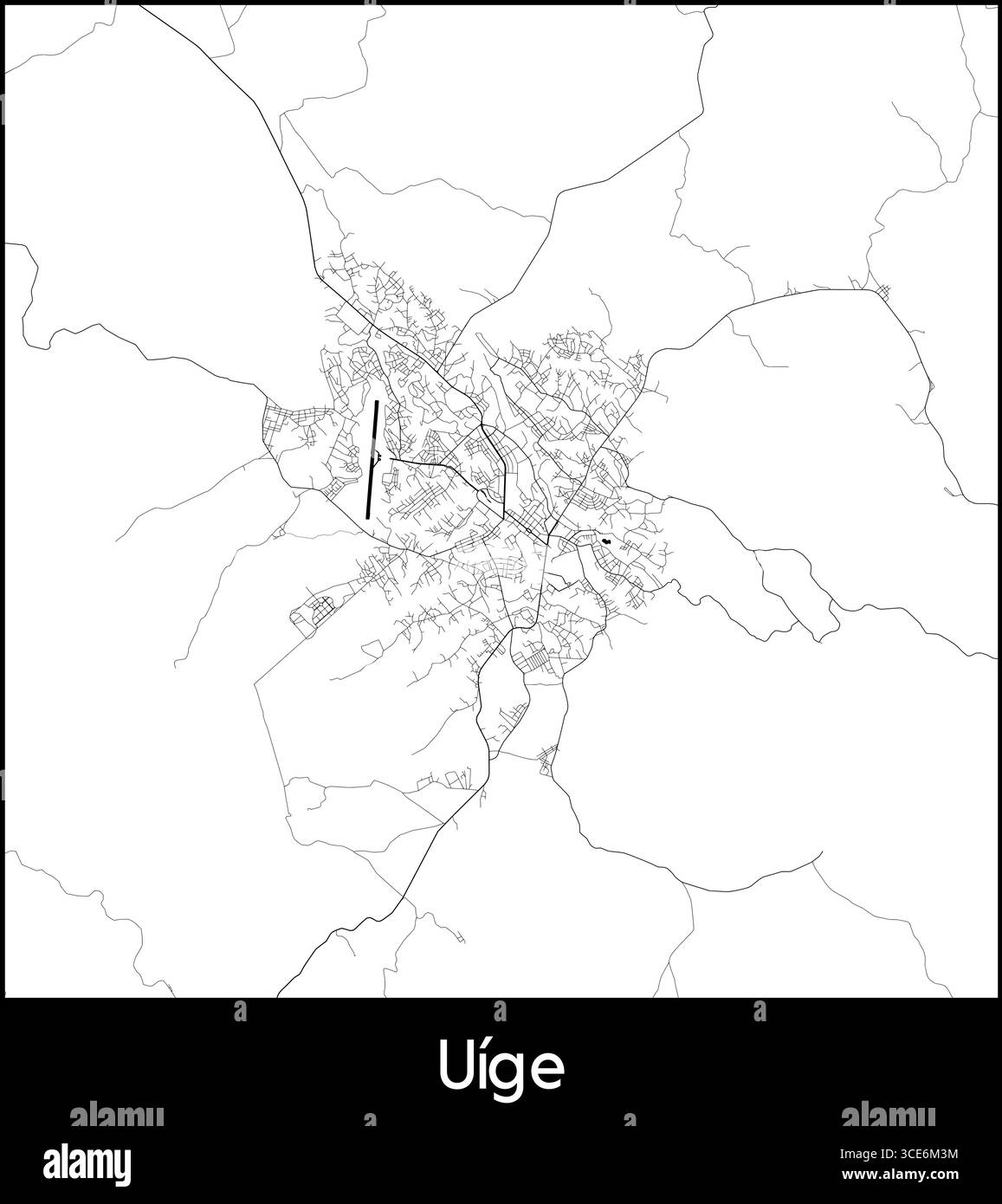 Uige Stadtkarte, Angola - Topographische Vektorkarte Poster Stock Vektor