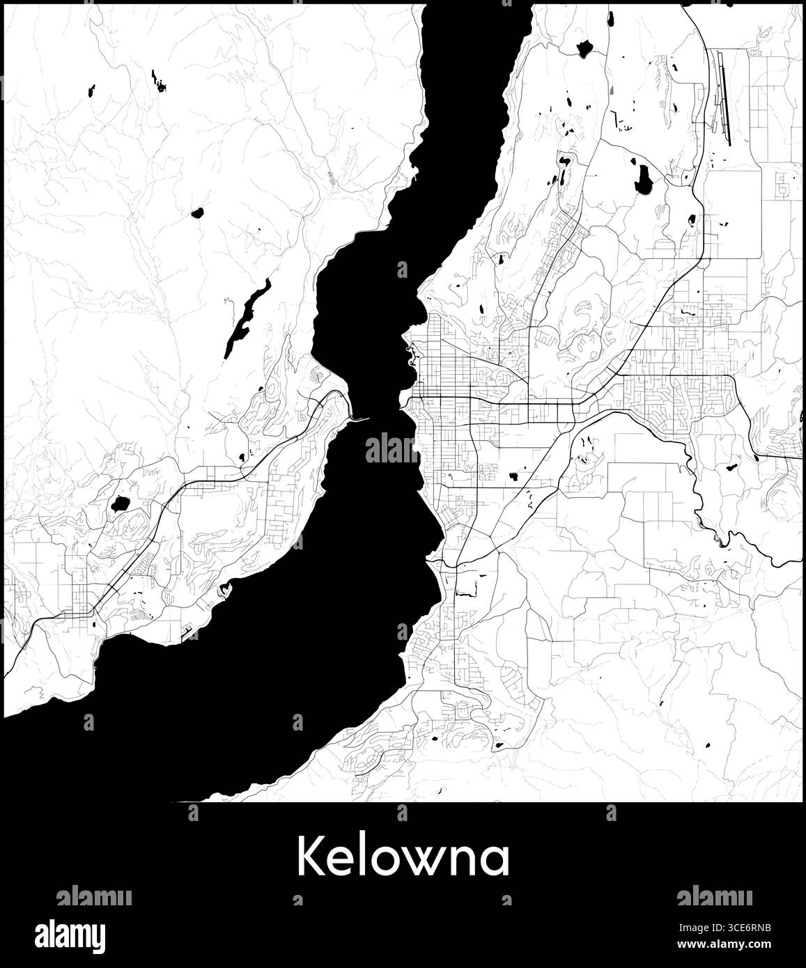 Kelowna City Map, Kanada - Topographische Vektorkarte Poster Stock Vektor