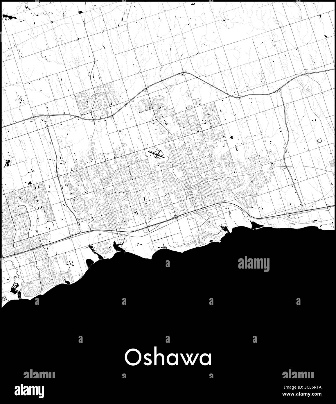 Oshawa Stadtplan, Kanada - Topographische Vektorkarte Poster Stock Vektor