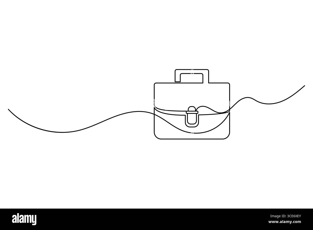 Aktenkoffer Bürotasche durchgehende einzeilige Zeichnung der Umrissvektor-Illustration. Stock Vektor