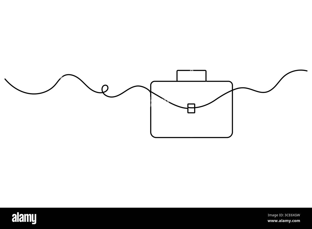 Aktenkoffer durchgehende einzeilige Kunstzeichnung des Vektors isoliert auf weißem minimalistischen Stil Stock Vektor