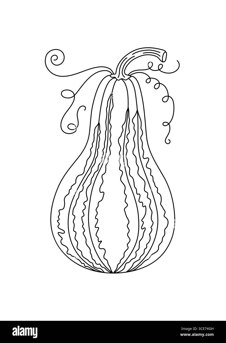 Kürbis-Umriss einfache Hand gezeichnete Vektor-Illustration, Kritzelgemüse für saisonalen Herbst, Herbstfeiertage Feier Design, gesunde vegetarische Ernährung Stock Vektor