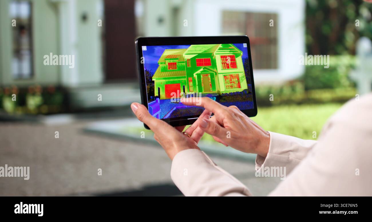 Energieeinsparungen Für Zuhause Durch Infrarot-Bildgebung Für Effiziente Dachisolierung Stockfoto