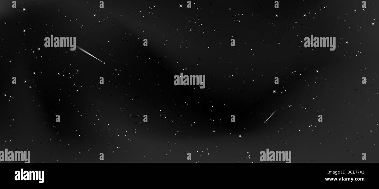 Sternenklare Nachtpanorama mit leuchtenden Sternbildern und tiefem kosmischen Gradient. Wunderschöner himmlischer Hintergrund für Astronomie, Weltraumkunst oder Fantasy Sky VEC Stock Vektor