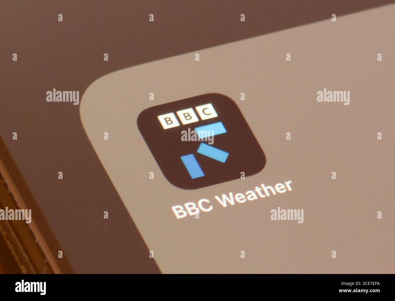 BBC Weather App auf einem Smartphone-Bildschirm Stockfoto