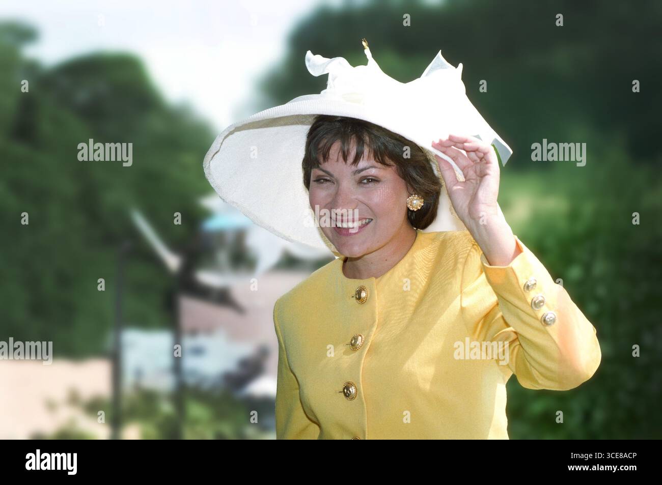 Fernsehmoderatorin Lorraine Kelly im Alter von 33 Jahren beim Royal Ascot Ladies Day 1993. Stockfoto