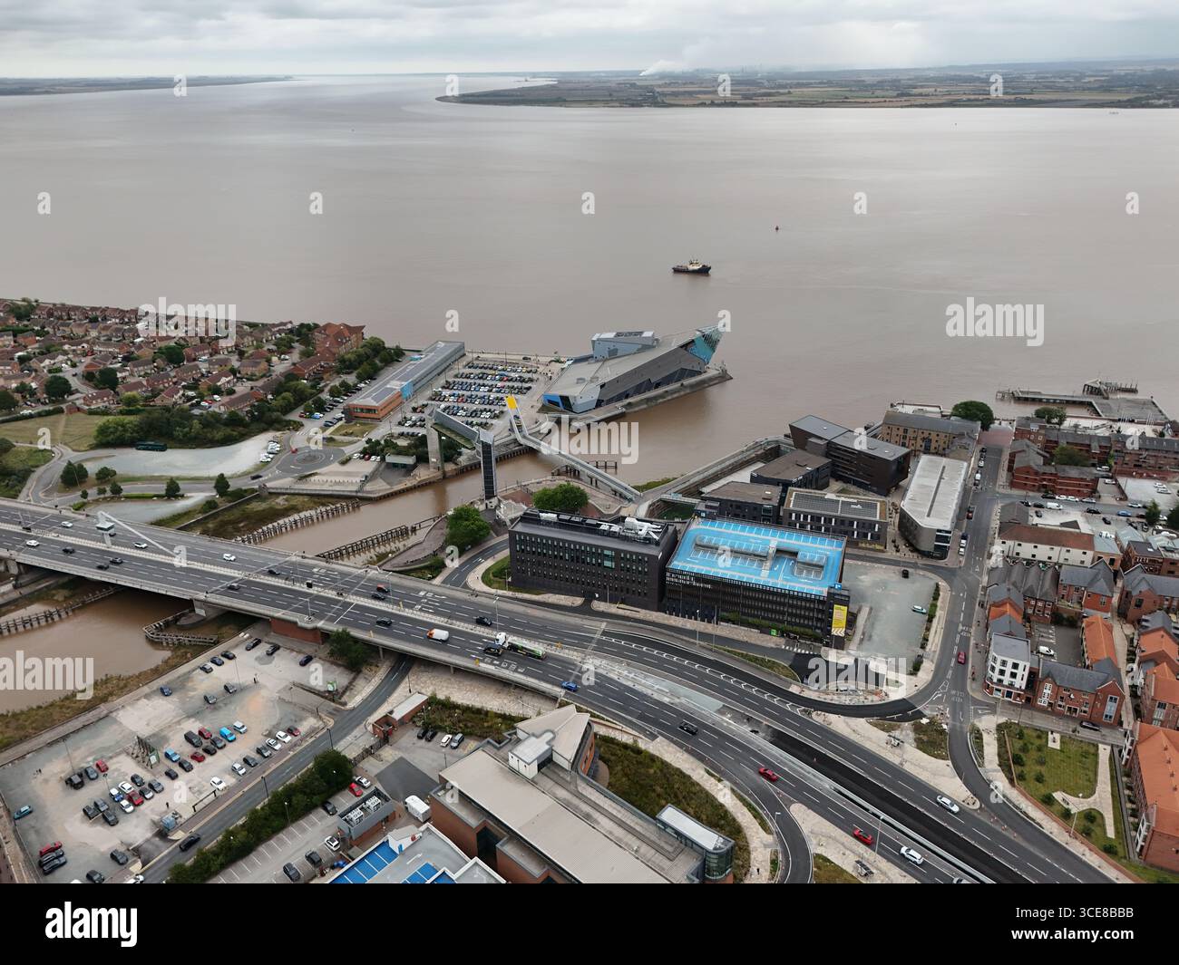 Aus der Vogelperspektive der A63 Castle Street, Verbesserungen an zweispurigen Straßen, Kingston upon Hull Stockfoto