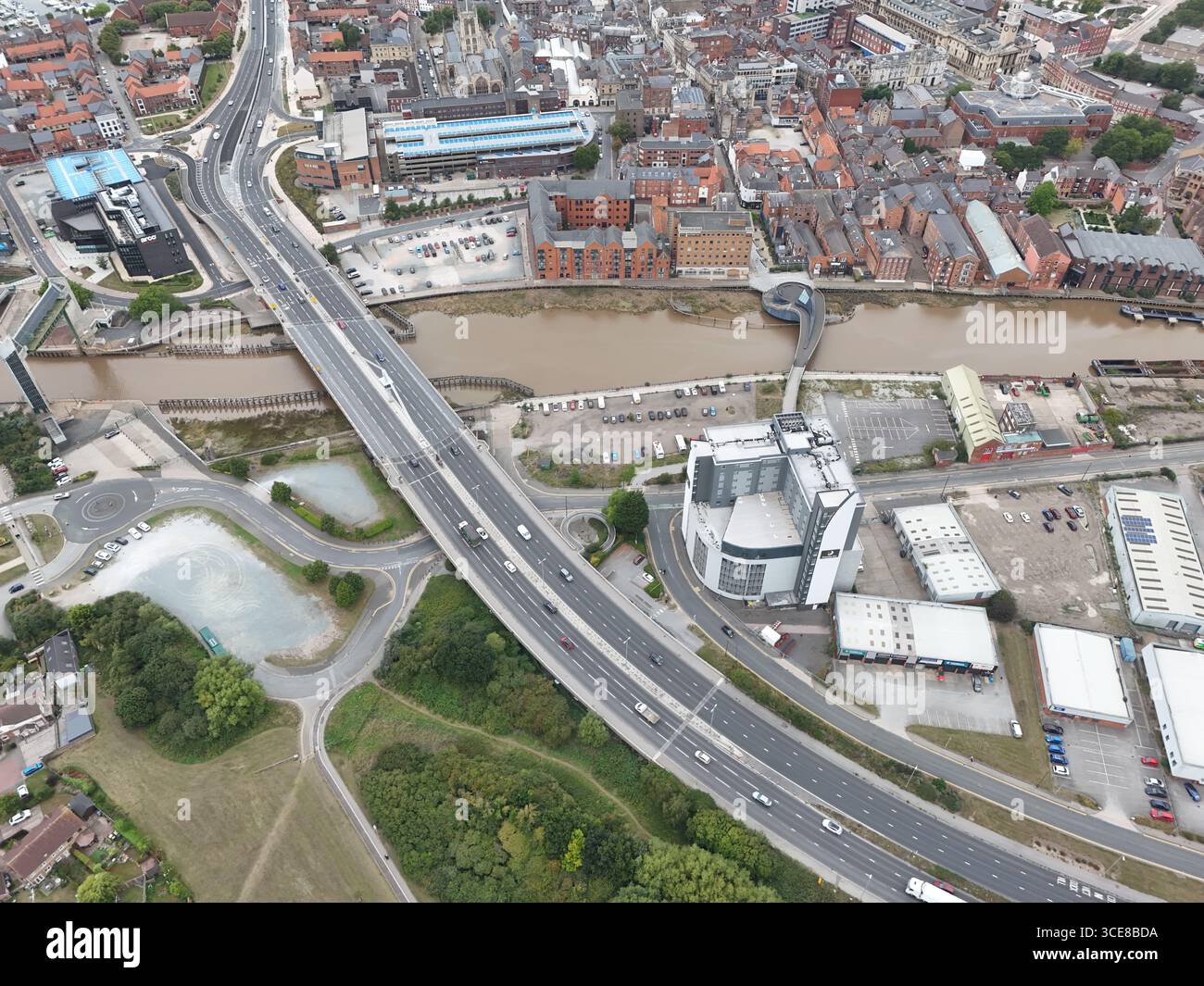 Aus der Vogelperspektive der A63 Castle Street, Verbesserungen an zweispurigen Straßen, Kingston upon Hull Stockfoto